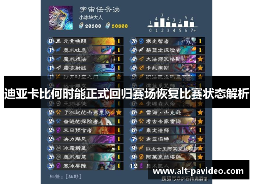 迪亚卡比何时能正式回归赛场恢复比赛状态解析